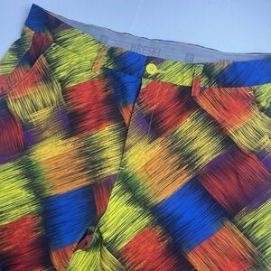 Hreski Performance Golf Shorts Men's 34 Painted Brushstrokes Plaid Stretch